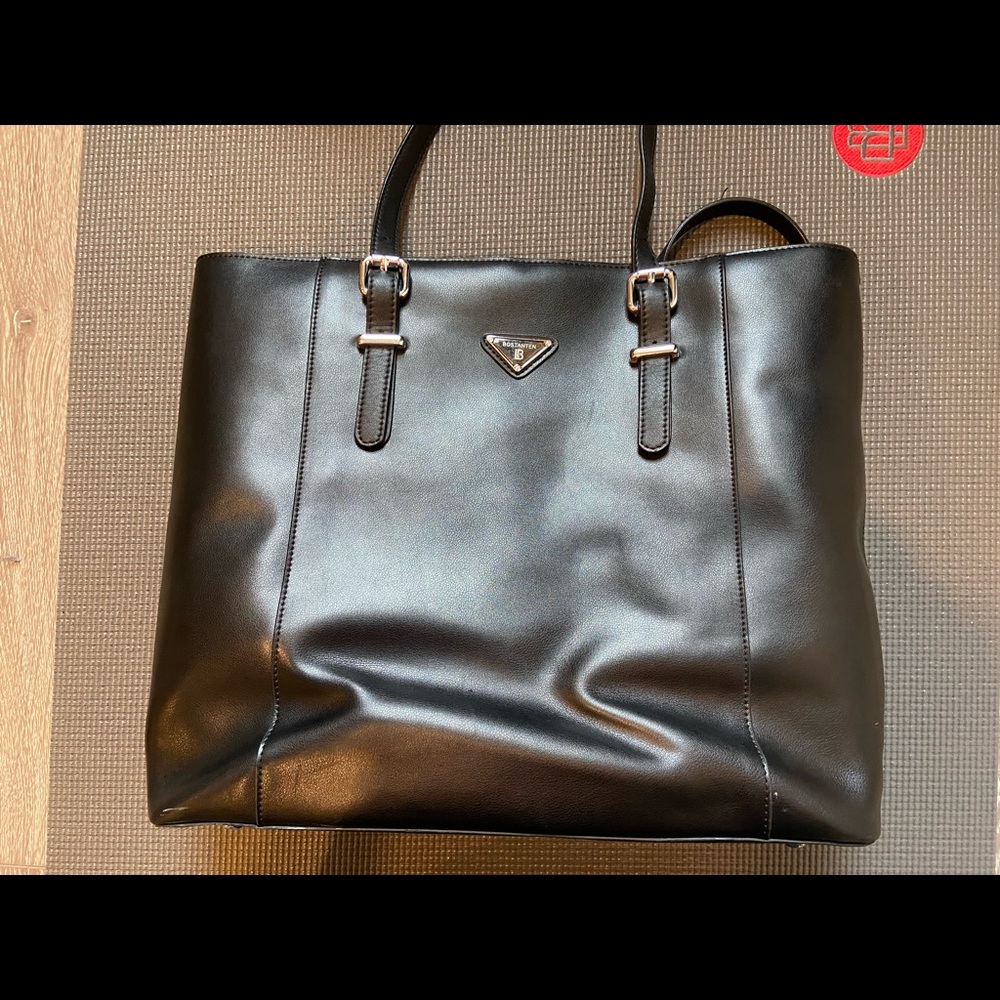 Black leather tote / shoulder bag — great for work